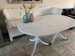 Kersenhouten eettafel off-white geschilderd, Ophalen, Gebruikt, 200 cm of meer, 50 tot 100 cm