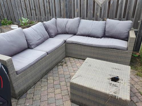 Loungeset tuinset, Tuin en Terras, Tuinsets en Loungesets, Gebruikt, Loungeset, Kunststof, 6 zitplaatsen, Bank, Bijzettafel, Stoel