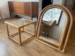 Vintage Bamboe Spiegel en Bijzettafel Set, Ophalen of Verzenden, Huis en Inrichting