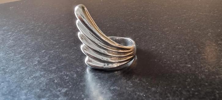 Zilveren vintage ring waaier model Niekerk Schoonhoven, Sieraden, Tassen en Uiterlijk, Ringen, Zo goed als nieuw, Dame, 17 tot 18