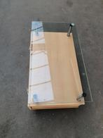 Glazen salontafel op wielen 80x47 cm, Ophalen, Minder dan 50 cm, Gebruikt, 100 tot 150 cm