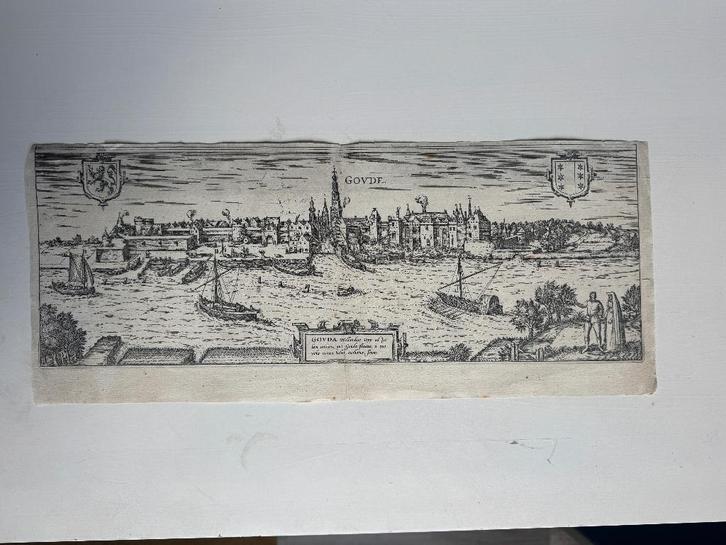 UNIEK - -Gouda - Braun Hogenberg Jansonius 16e eeuw - O U D, Antiek en Kunst, Kunst | Etsen en Gravures, Ophalen of Verzenden