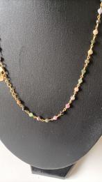 Fraaie zilver vergulde ketting Multi Toermalijn, Verzenden, Nieuw, Met edelsteen, Goud