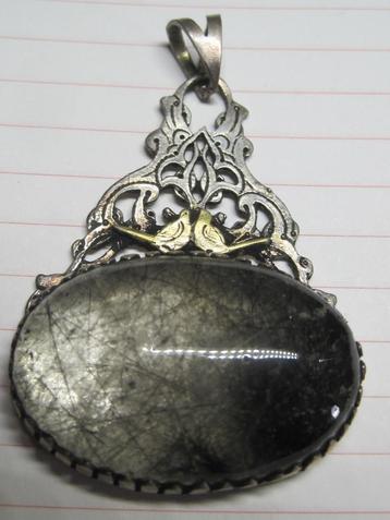 Vintage design hanger rutilated quartz zeldzaam zilver 950 beschikbaar voor biedingen