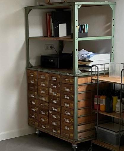 Oude industriele ladekast hoog of laag vraagprijs, Huis en Inrichting, Kasten | Ladekasten, Gebruikt, Minder dan 100 cm, 50 tot 100 cm