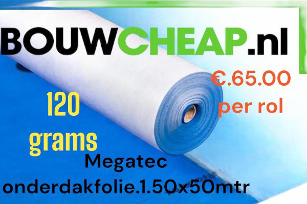 Spinvlies dakfolie 1.50x50mtr, Doe-het-zelf en Verbouw, Dakpannen en Dakbedekking, Nieuw, Dakpannen, Kunststof, Ophalen of Verzenden