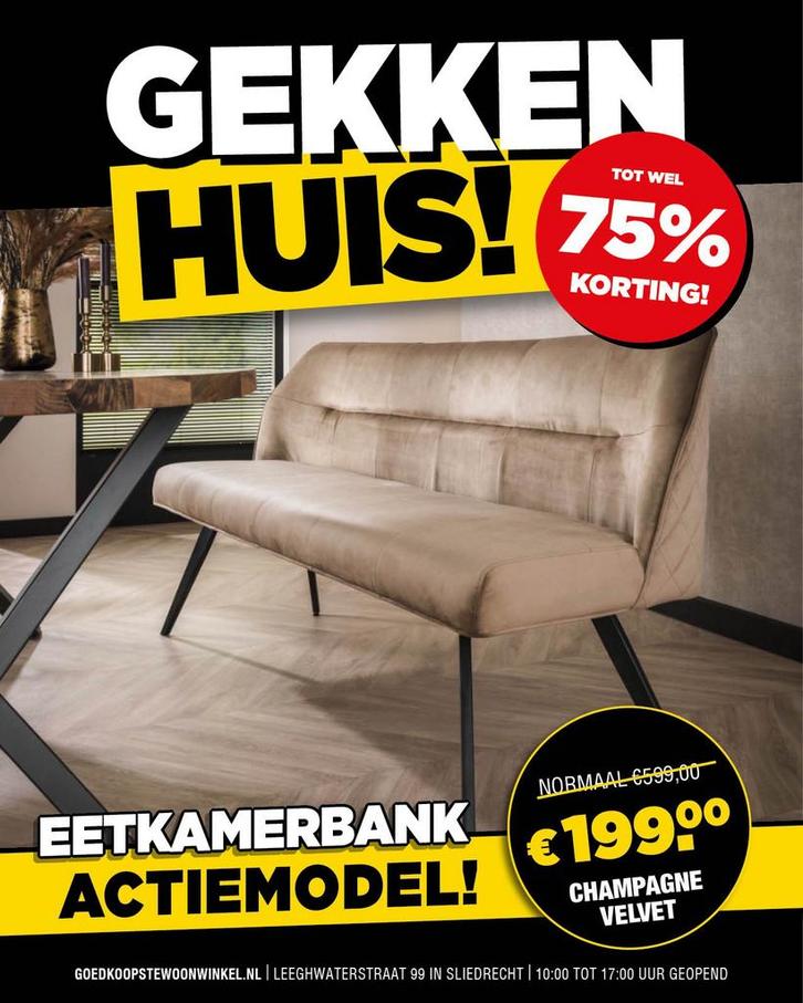 Nieuwe Leegverkoop eetbankje van 180 cm voor 199, Huis en Inrichting, Banken | Bankstellen, Zo goed als nieuw, 75 tot 100 cm, Ophalen