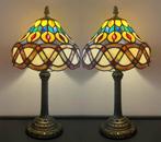 2 beschikbaar glas in lood Tiffany stijl tafellampen lampen, Huis en Inrichting, Baak, Ophalen of Verzenden, Glas, Minder dan 50 cm