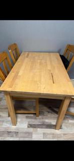 Stevig Eettafel + 4 Stoelen, Huis en Inrichting, Ophalen, Zo goed als nieuw, Rechthoekig