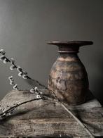Oude Nepalese houten pot kruik hout sober authentiek uniek, Huis en Inrichting, Woonaccessoires | Overige, Ophalen of Verzenden