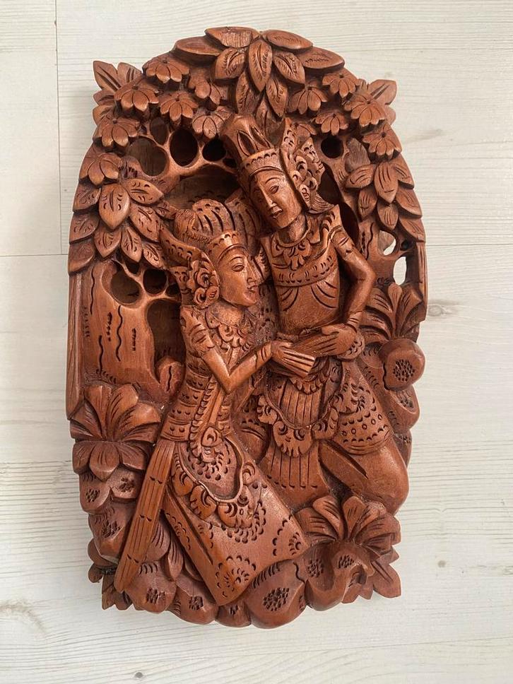 Balinees Wandpaneel Rama en Shinta Houtsnijwerk, Antiek en Kunst, Kunst | Beelden en Houtsnijwerken, Ophalen of Verzenden