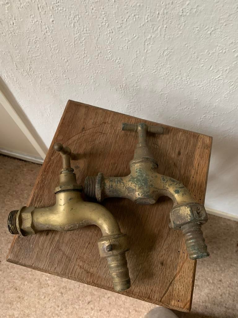 4x Antieke Koperen Waterkraan, Ophalen of Verzenden, Koper