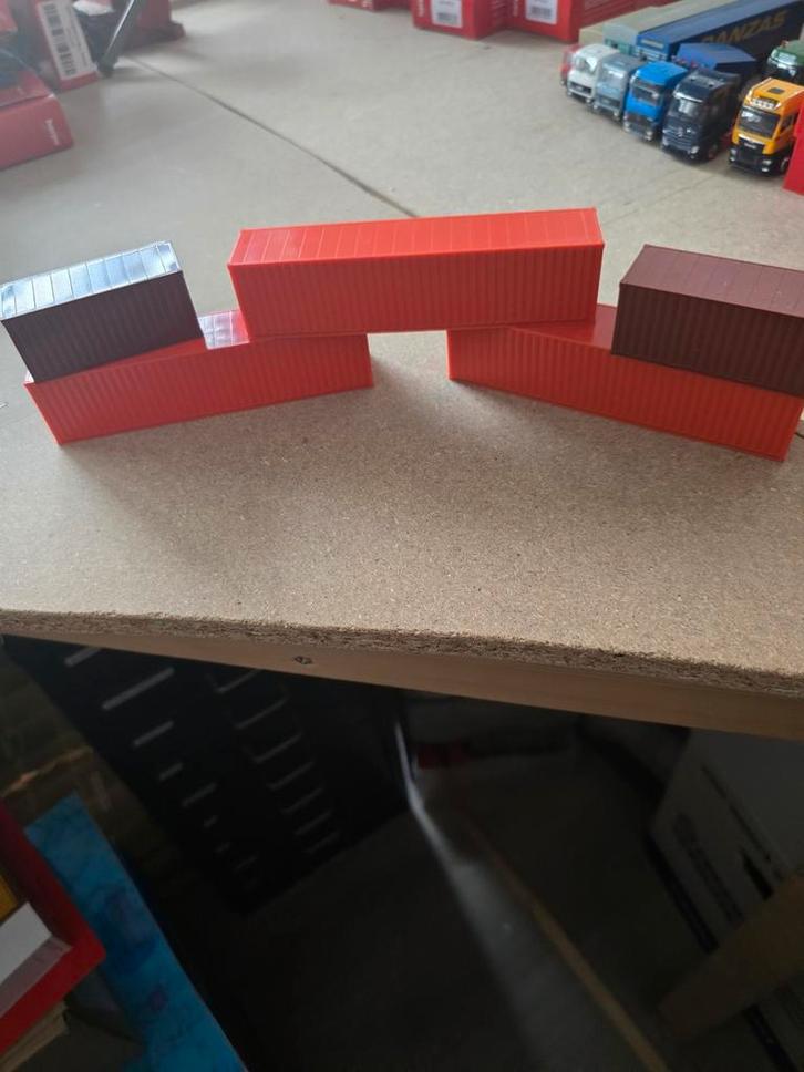 864 herpa blanco container set 20ft 40ft, Hobby en Vrije tijd, Modelauto's | 1:87, Zo goed als nieuw, Bus of Vrachtwagen, Herpa