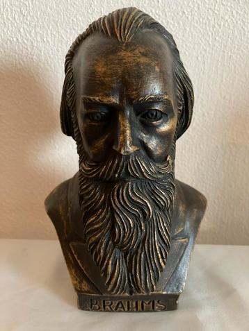 Bronzen Borstbeeld van Johannes Brahms - Gemerkt beschikbaar voor biedingen