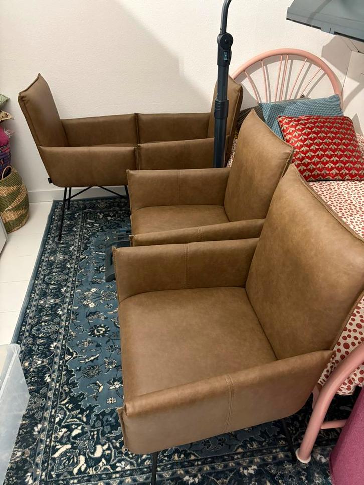 Jess design eetkamerstoelen 4 stuks bruin skai leder, Huis en Inrichting, Stoelen, Zo goed als nieuw, Eén, Bruin, Ophalen