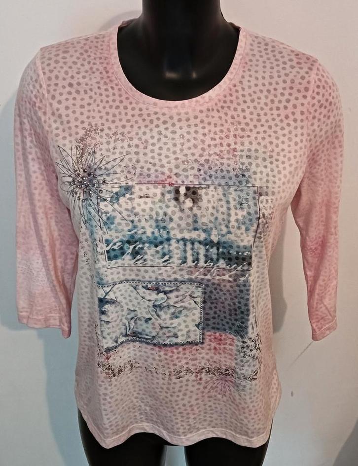 Bonita Shirt - Roze met Print, Kleding | Dames, T-shirts, Zo goed als nieuw, Maat 36 (S), Roze, Korte mouw, Ophalen