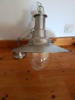 Hanglamp van nikkel, doorsnede 38 cm., Huis en Inrichting, Lampen | Hanglampen, Minder dan 50 cm, Gebruikt, Metaal, Ophalen