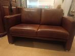 Maxfurn Bruine leren 2-zits bank, Huis en Inrichting, Ophalen, Gebruikt, Tweepersoons, 75 tot 100 cm