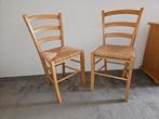 Houten Stoelen met Riet - Set van 2, Ophalen, Riet of Rotan, Gebruikt, Twee