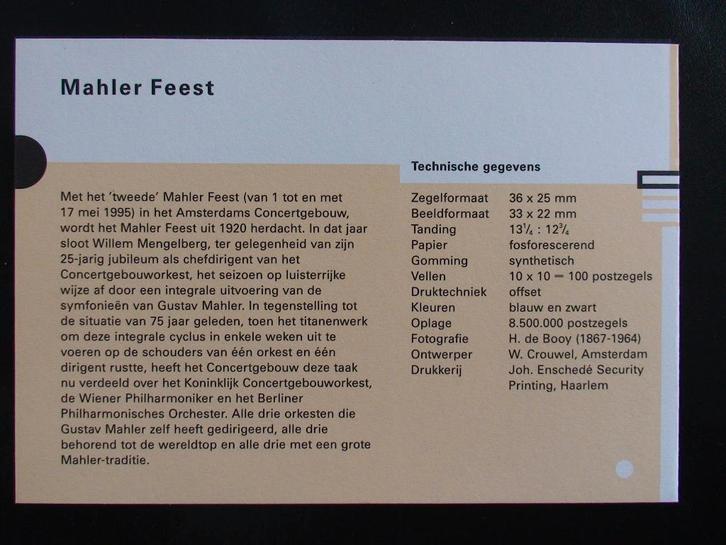 Te koop nvph nl 1636#1638 mahler, Postzegels en Munten, Postzegels | Nederland, Postfris, Na 1940, Ophalen of Verzenden