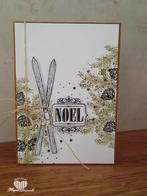 gestempelde kerstkaart oude ski's, Ophalen of Verzenden, Nieuw, Kerst