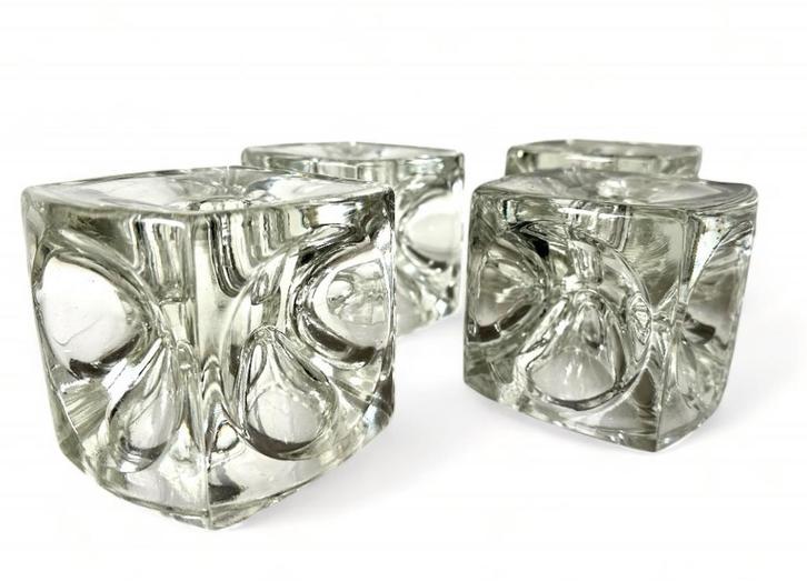 Vintage Rudolf Jurnikl Ice Cube Kandelaars, Huis en Inrichting, Woonaccessoires | Kandelaars en Kaarsen, Gebruikt, Kandelaar, Minder dan 25 cm