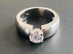 18K Witgouden Ring met 1.00ct Diamant - Taxatierapport, Ophalen, Wit, Zo goed als nieuw, Met edelsteen