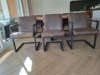 mooie leren eetkamerstoelen met stalen frame, Huis en Inrichting, Ophalen, Bruin, Leer, Zo goed als nieuw