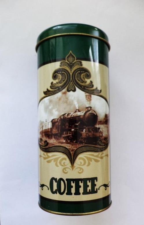 Prachtig blik Coffee met stoomlocomotief (7679), Verzamelen, Blikken, Zo goed als nieuw, Koffie, Overige merken, Ophalen
