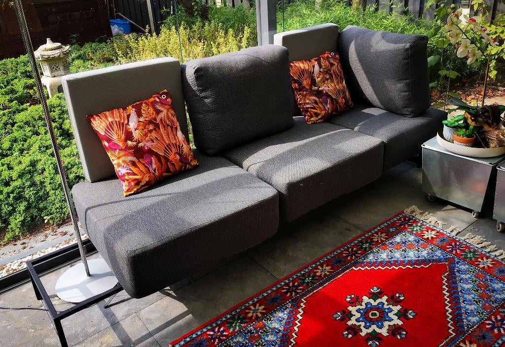 Luxe Loungeset met 5 Antraciete Kussens Tuin Balkon Serre, Ophalen of Verzenden, Zo goed als nieuw, Wicker
