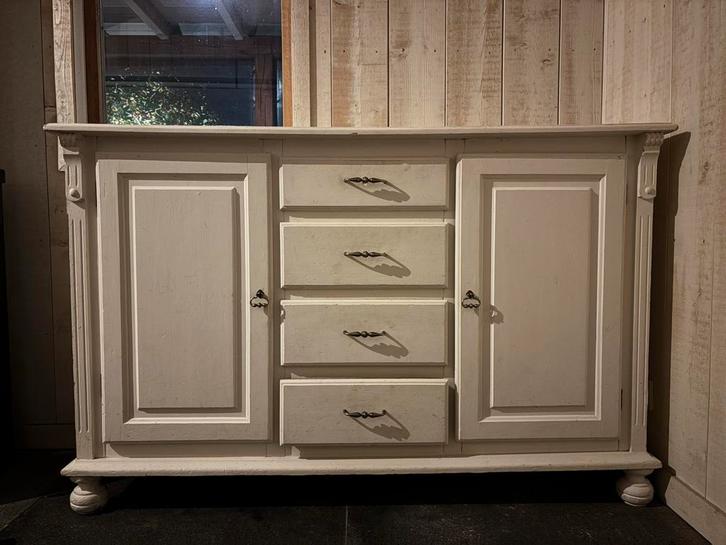 Witte Grenen Ladekast met Deuren, Huis en Inrichting, Kasten | Ladekasten, Gebruikt, Minder dan 100 cm, 100 tot 150 cm, 25 tot 50 cm