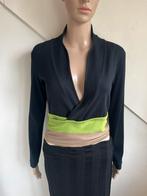 Marc Cain knoopvest top maat N3 = 38 groen beige zwart, Maat 38/40 (M), Zwart, Ophalen of Verzenden, Zo goed als nieuw