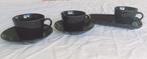 Arabia Finland zwart, 6 delig, Ophalen, Keramiek, Overige stijlen, Kop(pen) en/of Schotel(s)