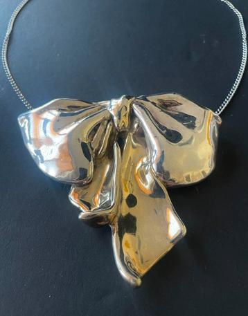 Sterking zilver strik ketting/broche David Versano beschikbaar voor biedingen