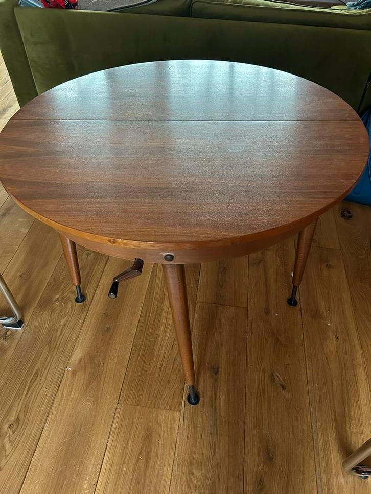 Vintage Ronde Tafel, uitschuifbaar, Antiek en Kunst, Antiek | Meubels | Tafels, Ophalen