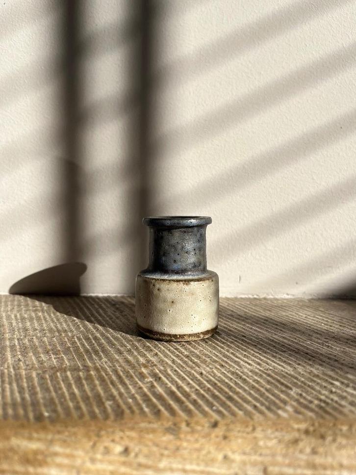 Vintage mini vaasjes met blauw / grijs glazuur, Antiek en Kunst, Antiek | Vazen, Ophalen of Verzenden