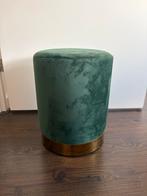 Groene Velvet Poef met Gouden Accent, Ophalen of Verzenden, Zo goed als nieuw, Overige materialen