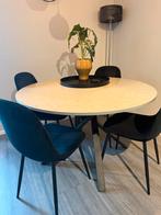 Ronde eettafel met 4 stoelen, Huis en Inrichting, Tafels | Eettafels, Ophalen, 100 tot 150 cm, Rond, Zo goed als nieuw