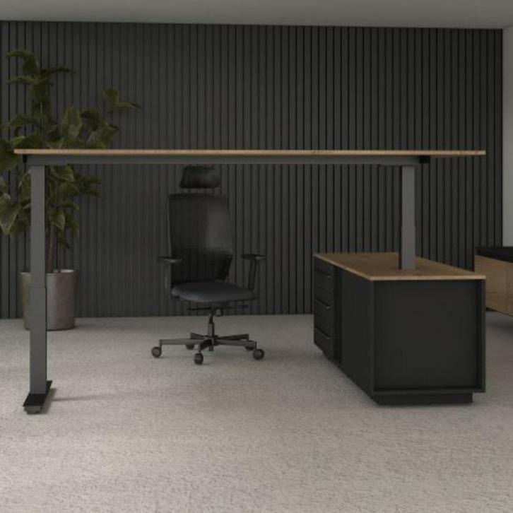 MN Directiebureau Cube Elektrisch Zit Sta Antraciet Natuur E, Huis en Inrichting, Bureaus, Nieuw, Stabureau, Elektrisch, In hoogte verstelbaar