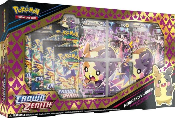 Pokémon Crown Zenith Morpeko V-Union Premium Treasure Box, Hobby en Vrije tijd, Verzamelkaartspellen | Pokémon, Nieuw, Boosterbox