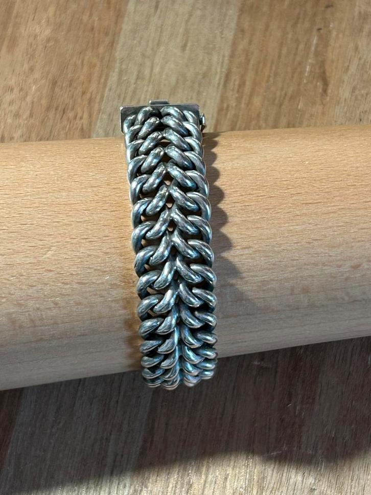 Brede zilveren armband, Sieraden, Tassen en Uiterlijk, Antieke sieraden, Armband, Zilver, Verzenden