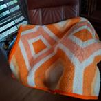 Vintage AaBe eenpersoons deken zuiver scheerwol, Huis en Inrichting, Slaapkamer | Beddengoed, Gebruikt, Eenpersoons, Oranje, Ophalen of Verzenden