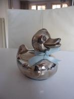 Verzilverde spaarpot eend vintage, Ophalen of Verzenden, Gebruikt, Overige materialen, Dier