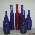 Vazen/Sierflessen blauw en rood, Overige kleuren, Ophalen of Verzenden, Minder dan 50 cm, Glas
