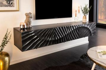 TV-meubel zwart mangohout 160 cm 3 deuren NIEUW VOORRAAD beschikbaar voor biedingen