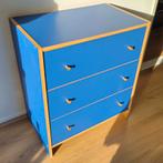 Blauw houten ladekast, Huis en Inrichting, Kasten | Dressoirs, Ophalen, 50 tot 100 cm, Zo goed als nieuw, 25 tot 50 cm