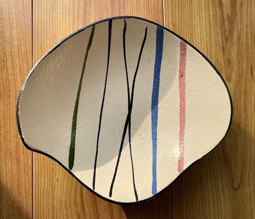 50 jaren golvende Scheurich fruit schaal  rand kleur strepen, Huis en Inrichting, Woonaccessoires | Schalen en Manden, Gebruikt