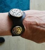 Leren armband met Keltische knopen., Ophalen of Verzenden, Zwart, Leer