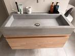 Betonnen wasbak met houten badkamermeubel, Ophalen, Gebruikt, 50 tot 100 cm, Minder dan 100 cm