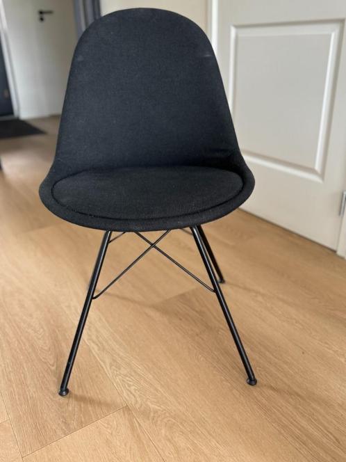 Set van 5 stijlvolle zwarte eetkamerstoelen, Huis en Inrichting, Stoelen, Gebruikt, Vijf, Zes of meer stoelen, Stof, Zwart, Ophalen